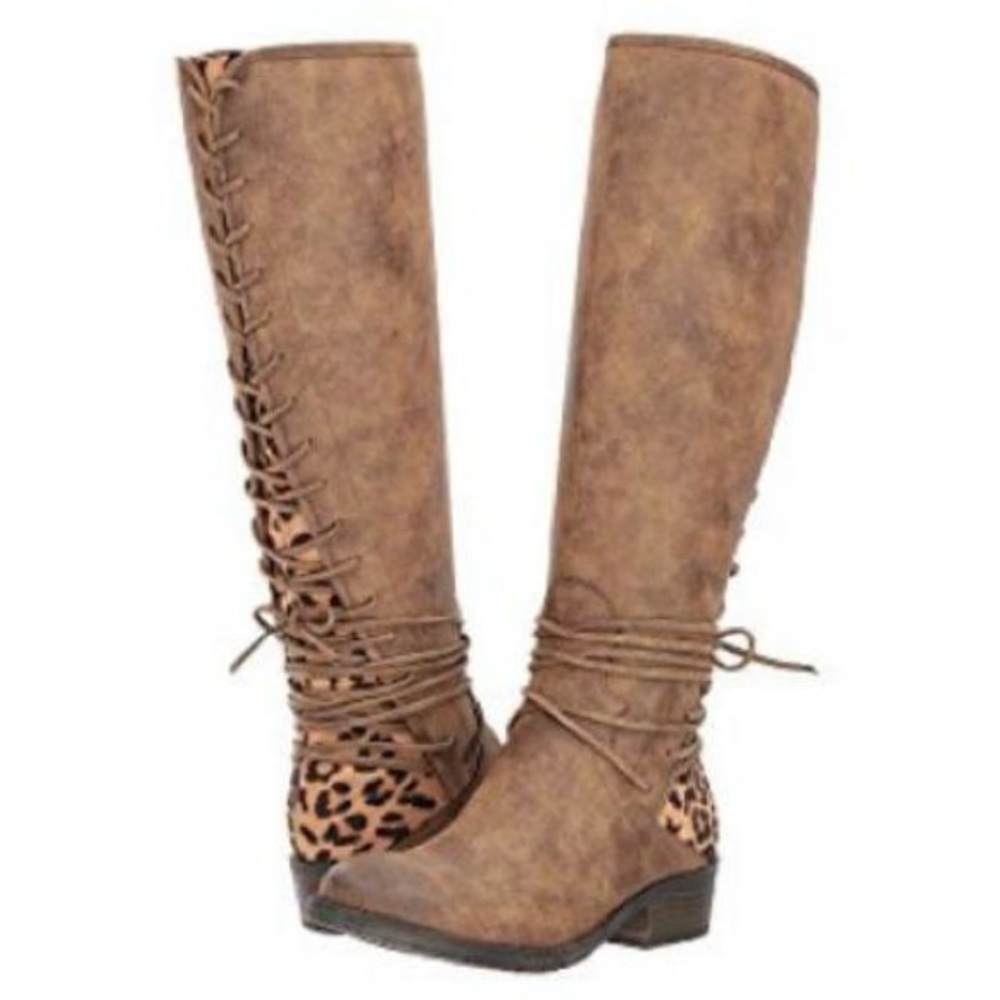 Volatile Marcel Boots with Leopard Inserts